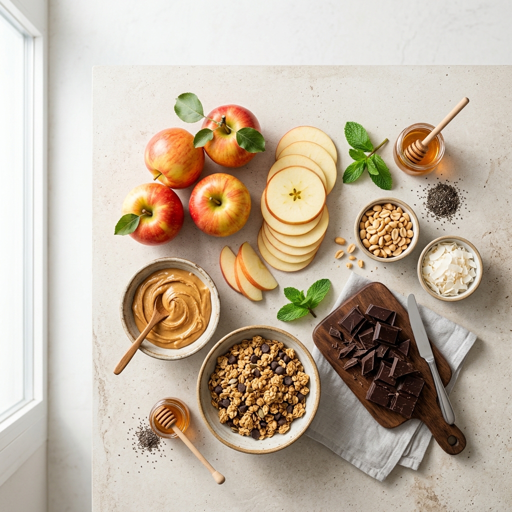 Chocolate-Peanut Butter Granola Apple Bites