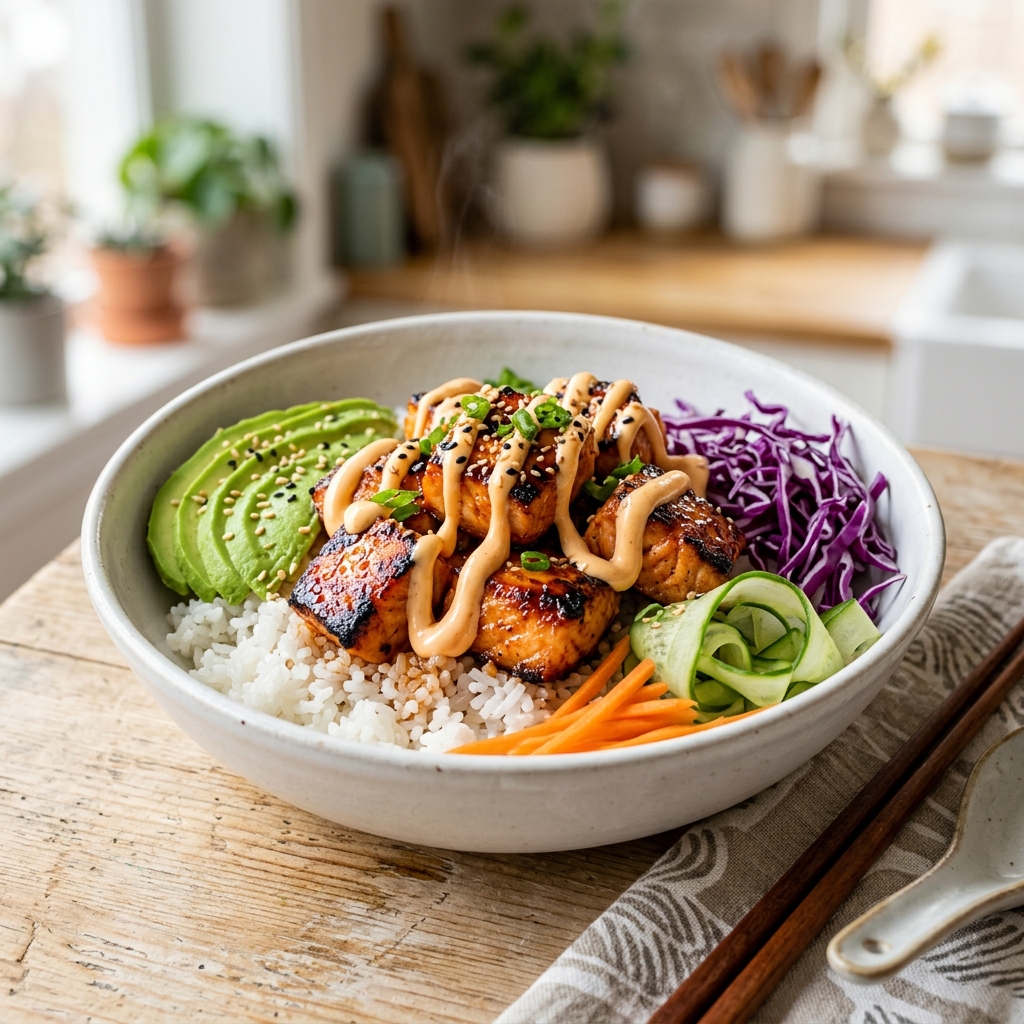 Spicy Salmon Bowl with Creamy Mayo That Ignites Your Tastebuds