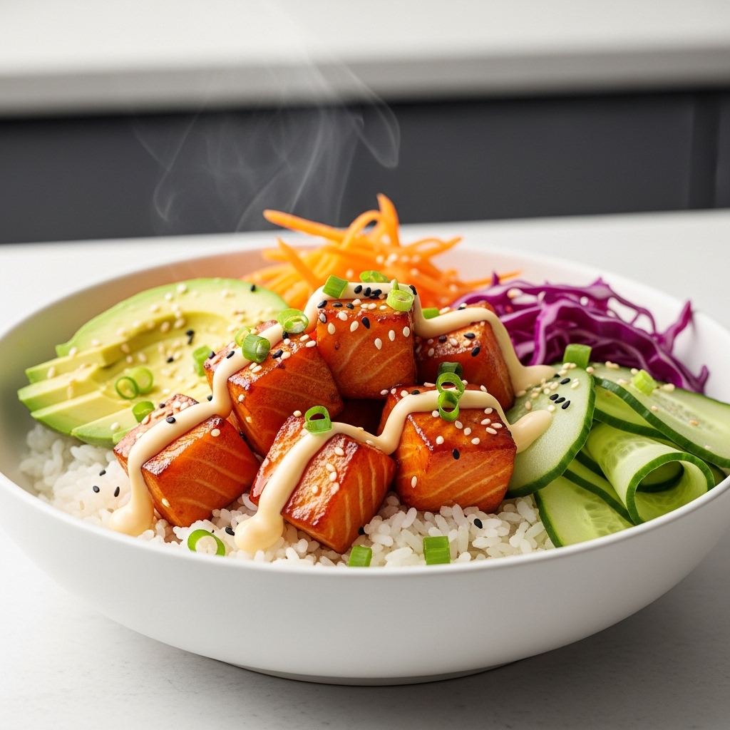 Spicy Salmon Bowl with Creamy Mayo