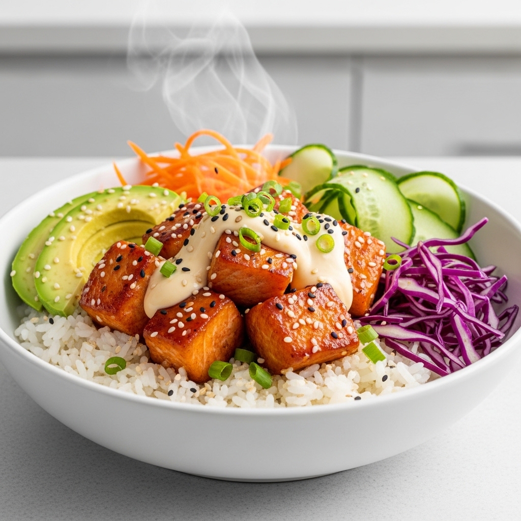 Spicy Salmon Bowl with Creamy Mayo
